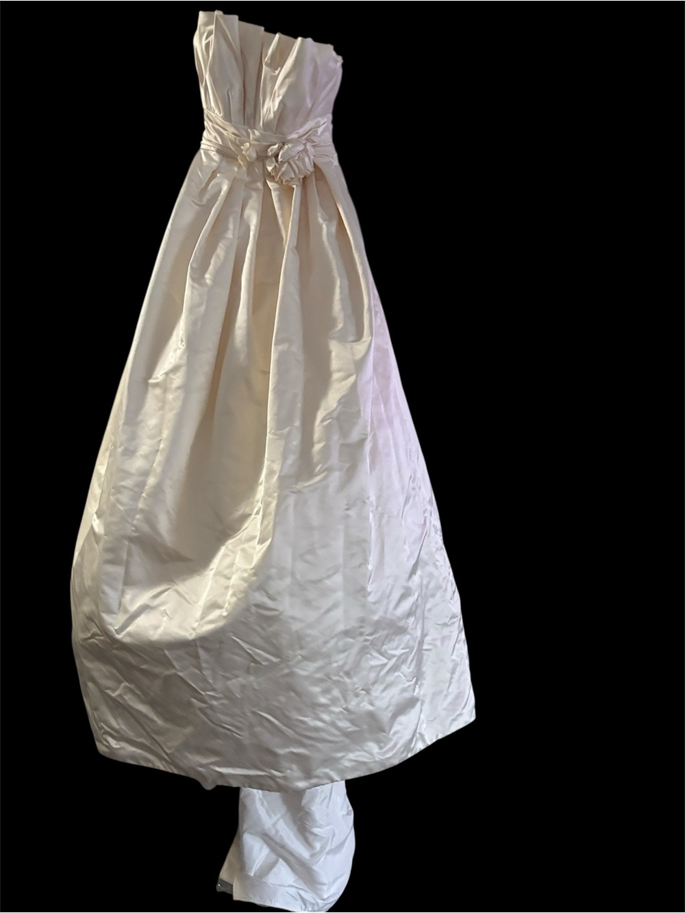 Ivory Silk 80”s vintage style floral Rosette waist wedding Dress Sz 6